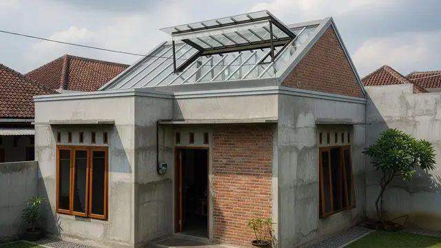 desain rumah desa dengan sentuhan industrial sederhana
