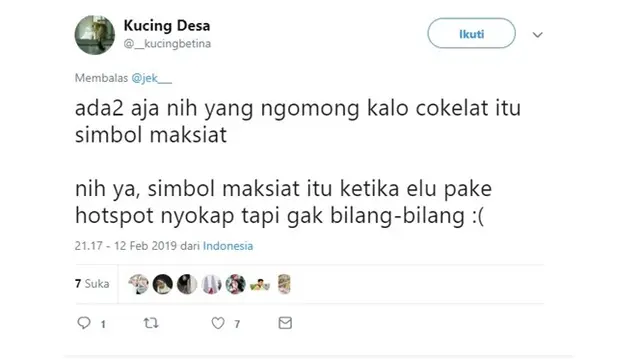 Curahan cokelat itu maksiat (Sumber: Twitter)