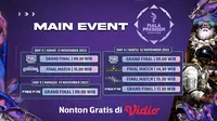 Link Live Main Event Grandfinal Piala Presiden eSports 2022 di Vidio 11-13 November : 6 Kategori Game