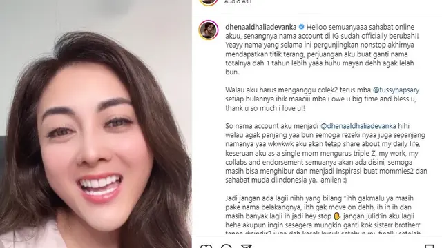 Dhena Devanka, mantan istri Jonathan Frizzy (Foto: Instagram/@dhenaldhaliadevanka)