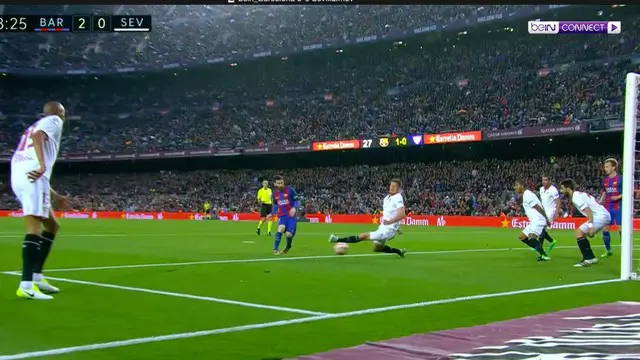 Berita video gol salto Luis Suarez saat Barcelona menang 3-0 atas Sevilla pada pekan ke-30. This video presented by BallBall.