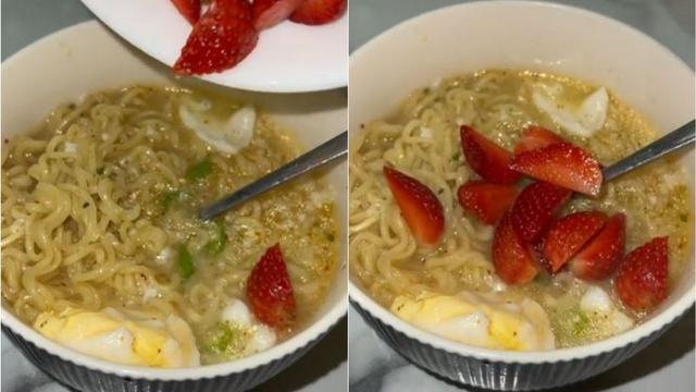 6 Potret Makanan Topping Stroberi Ini Nyeleneh Banget, Kocak
