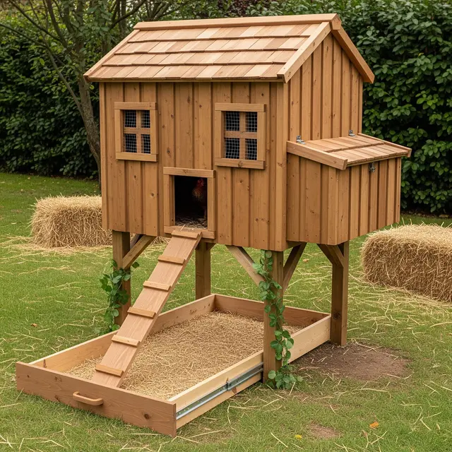 Desain Kandang Ayam Backyard Rustic tapi Higienis (Image by Gemini AI)