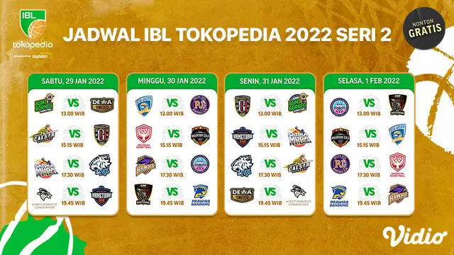 Link Live Streaming Pertandingan IBL 2022 Seri Kedua di Vidio Pekan Ini, 29 Januari - 1 Februari 2022