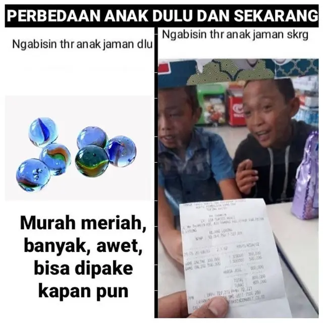 7 Meme Perbedaan Bocah Jaman Dulu Vs Sekarang Habisin Uang THR