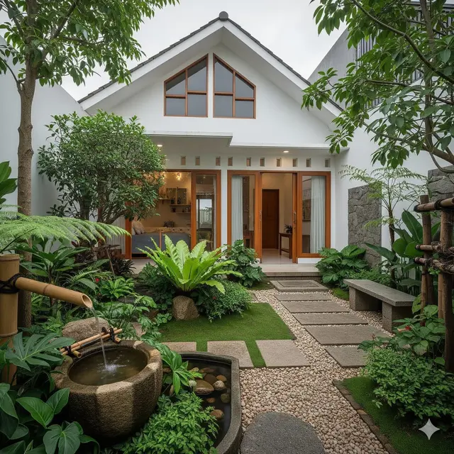 Taman dengan Elemen Air yang Tenang