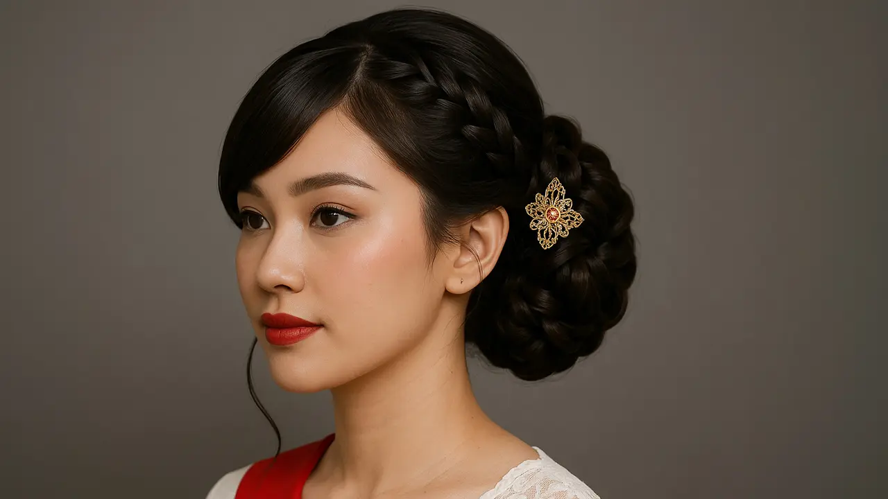 7 Model Sanggul Modern dengan Poni untuk HUT RI ke-80, Anggun dan Kekinian