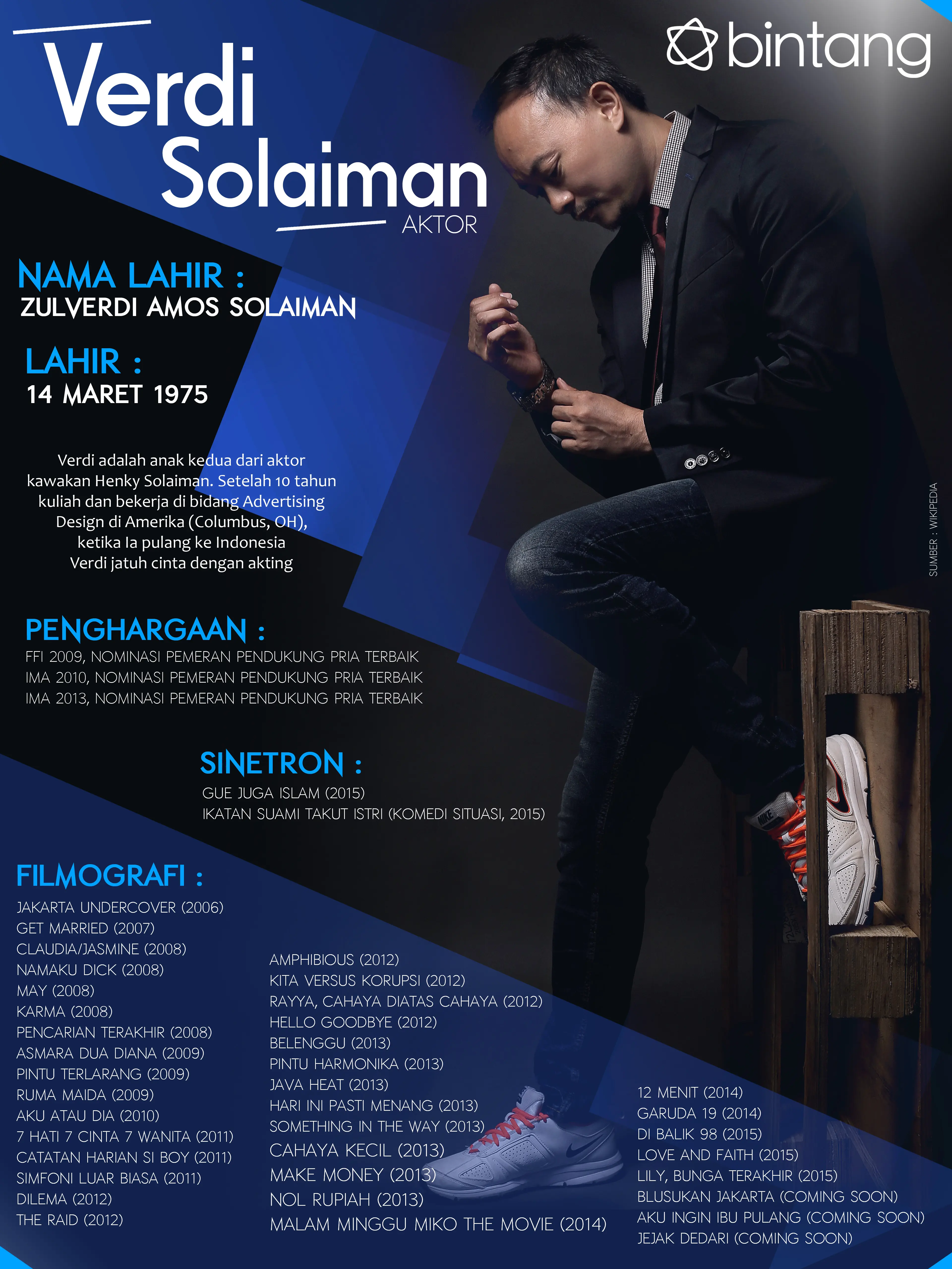 Celeb Bio Verdi Solaiman (Foto: Galih W. Satria, Stylist: Indah Wulansari, Desain: Nurman Abdul Hakim/Bintang.com)