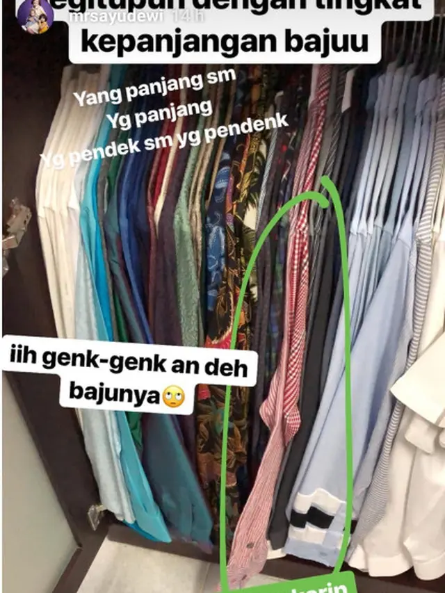 baju yang tersimpan rapi milik suami Ayu Dewi