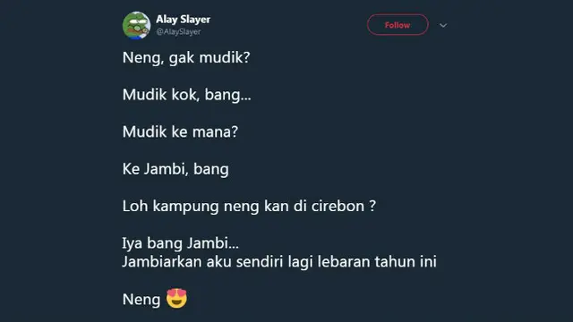 Kalau kamu nggak bisa mudik ke kampung halaman, mungkin 'mudik di Twitter' bisa jadi obat rindu.