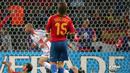 Prancis. Pada Piala Dunia edisi 2006 di Jerman, Timnas Spanyol tersingkir lebih awal di babak 16 besar. Prancis menjadi negara yang sukses memulangkan Spanyol di babak 16 besar Piala Dunia 2006 (27/6/2006) lewat kemenangan 3-1. Spanyol sebenarnya unggul terlebih dahulu melalui David Villa melalui eksekusi penalti pada menit ke-28. Namun Prancis akhirnya berhasil comeback dengan mencetak tiga gol melalui Franck Ribery menit ke-41, Patrick Vieira menit ke-83 dan ditutup oleh gol Zinedine Zidane pada masa injury time babak kedua. (AFP/Michael Urban)