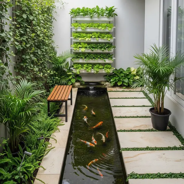 9 Ide Kolam Ikan dan Kebun Sayur dalam Satu Area Sempit