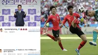 Aktor asal Korea Selatan, Ryu Seung Ryeong tinggalkan komentar sindiran di akun Instagram Anthony Taylor atas keputusan yang diterima oleh timnas Korea Selatan pada pertandingan Grup H Piala Dunia 2022 Qatar antara Korea Selatan vs Ghana, Senin, (28/11/22) kemarin. (source: Sports Chosun)