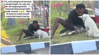 Viral Momen Pria Makan Bareng Anjing Ini Bikin Haru. (Sumber: TikTok/@warunggibahsitubondo)