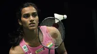 Tunggal putri India, PV Sindhu, saat tampil pada BCA Indonesia Open di JCC, Jakarta, Kamis (15/6/2017). (Bola.com/Vtalis Yogi Trisna)