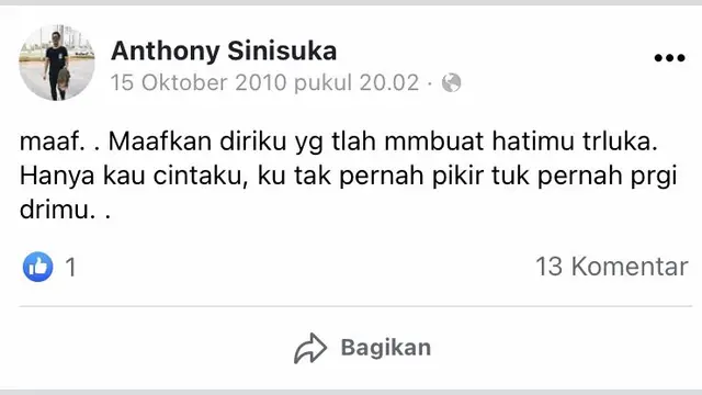7 Status Facebook Lawas Anthony Ginting Saat Remaja Ini Kerap Galau Karena Asmara