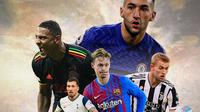 Ilustrasi - Hakim Ziyech, Pierre-Emile Hojbjerg, Sebastian Haller, Matthijs de Ligt, dan Frenkie de Jong (Bola.com/Adreanus Titus)