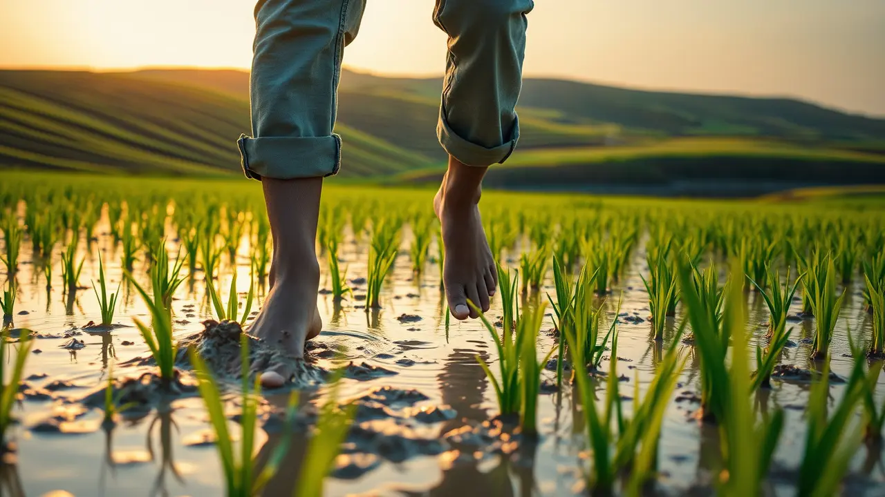 arti mimpi berjalan di lumpur sawah
