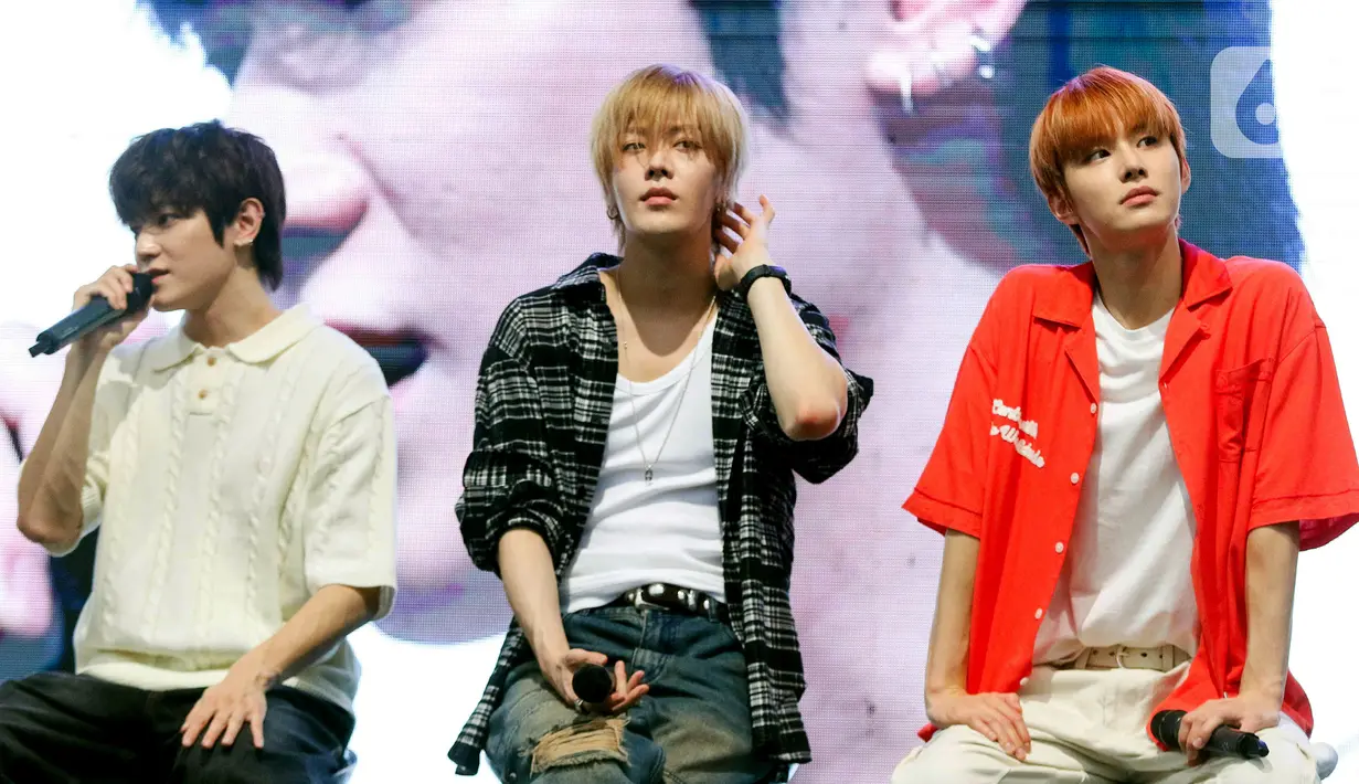 Salah satu personil NCT 127, Jaehyun mengutarakan kesukaannya terhadap panggilan “Jamal” yang disematkan oleh NCTzen Indonesia, para penggemar NCT di Indonesia. (Liputan6.com/Herman Zakharia)
