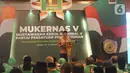 Menko Polhukam Mahfud Md menyampaikan sambutan saat membuka Musyawarah Kerja Nasional (Mukernas) ke V PPP di Jakarta, Sabtu (14/12/2019). Salah satu agenda yang akan dibahas dalam acara ini adalah pelaksanaan Muktamar PPP. (Liputan6.com/Angga Yuniar)
