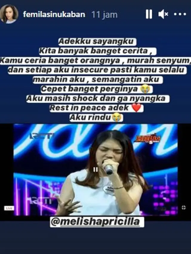 Melisha Sidabutar Indonesian Idol Meninggal Dunia, Ini 6 Ucapan Duka Juri dan Kontestan