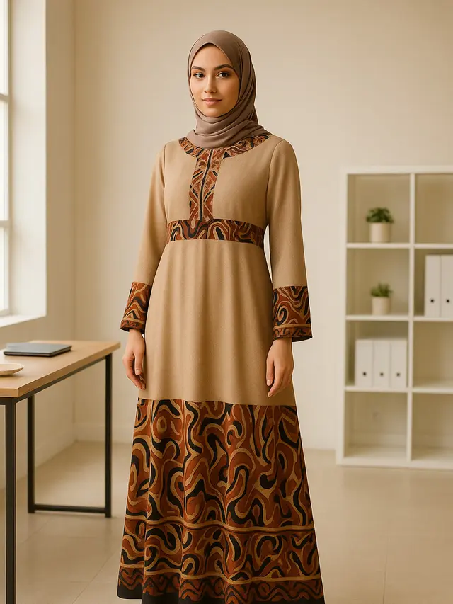 Model Gamis Motif Abstrak
