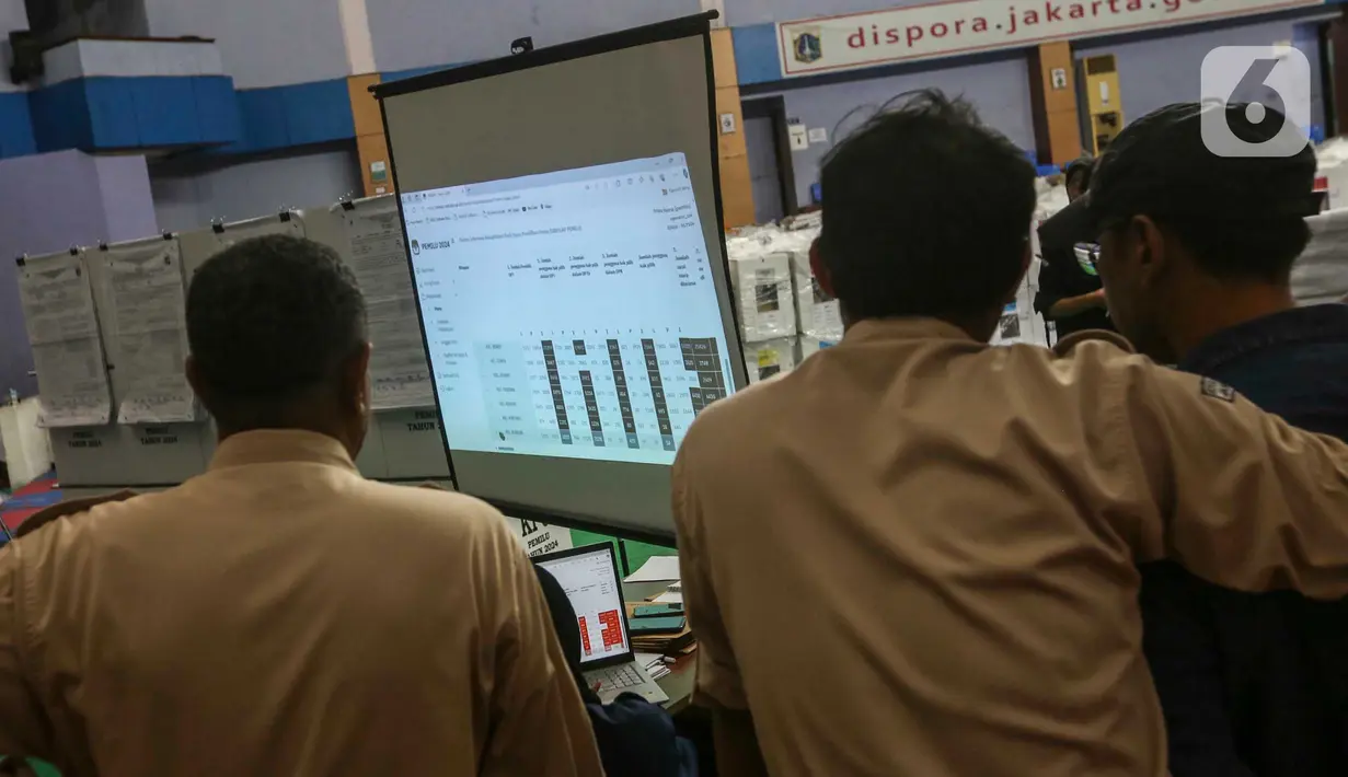 Hal ini berdasarkan Undang-Undang Nomor 7 Tahun 2017 tentang Pemilu, penentuannya sesuai hasil rekapitulasi manual secara berjenjang dari tingkat bawah sampai pusat. (Liputan6.com/Angga Yuniar)