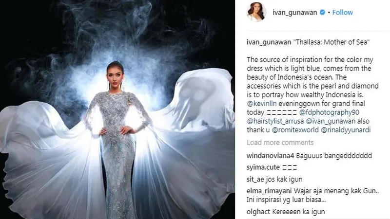 Gaun Ivan Gunawan untuk Kevin Lilliana di ajang Miss International 2017