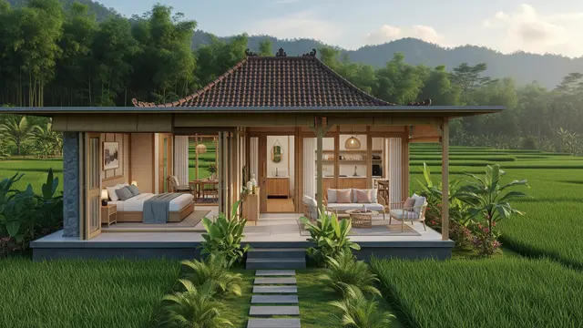 Rumah Bambu Minimal Sekat