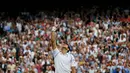 Ekspresi Novak Djokovic setelah memastikan kemenangan. (REUTERS/Stefan Wermuth)