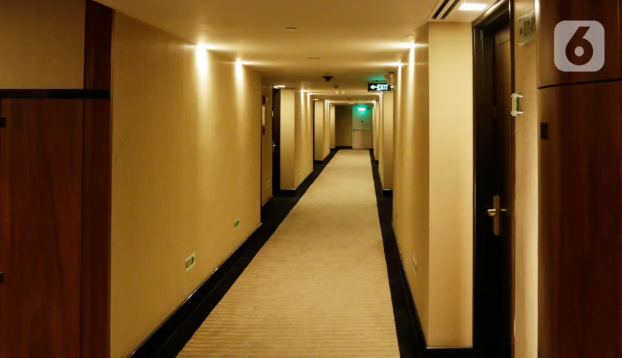 Suasana lorong dari tempat Timnas Indonesia U-22 menginap di Hotel Jen Manila by Shangri-La yang terletak di daerah Pasay, Sabtu (23/11/2019). Hotel bintang 4 tersebut akan menjadi tempat menginap tim Garuda Muda selama ajang SEA Games 2019. (Bola.com/ M Iqbal Ichsan)