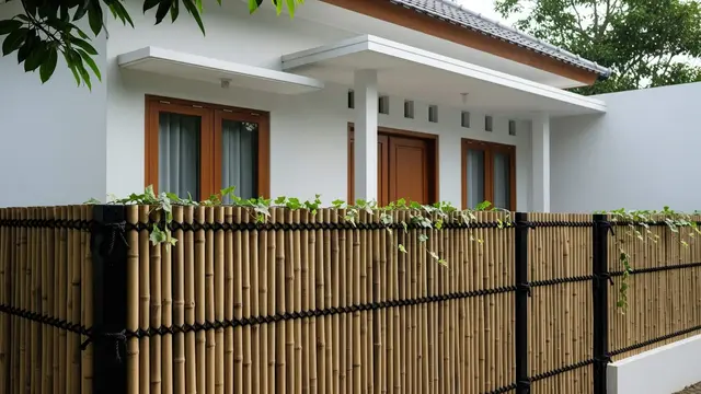 Pagar Bambu Kombinasi Tanaman Rambat