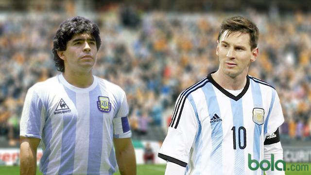 Ilustrasi Maradona vs Lionel Messi
