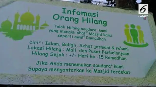 Beredar foto spanduk yang tertulis 'Informasi Orang Hilang' di sebuah masjid. Namun siapa sangka, ternyata spanduk ini berisi pesan sindiran.