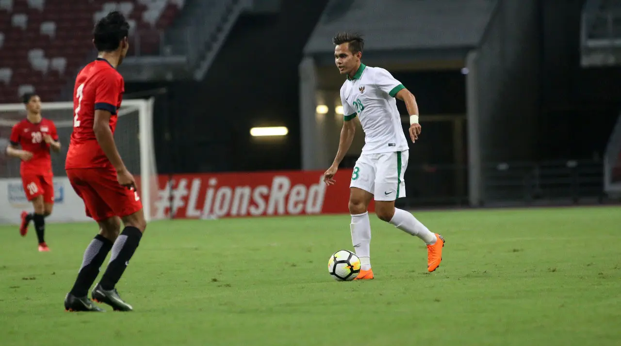 Uji coba Timnas Singapura U-23 vs Timnas Indonesia U-23 di Stadion Nasional, Singapura, Rabu malam (21/3/2018). (Bola.com/Dok. PSSI)