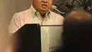 Wadirut Bank Mandiri Sulaiman Arif Arianto memberi paparan saat penandatanganan sinergi penguatan modal Bank Mantap di Jakarta, Selasa (18/12). Bank Mandiri dan Taspen memberi suntikan modal Rp 500 miliar kepada Bank Mantap. (Liputan6.com/Angga Yuniar)
