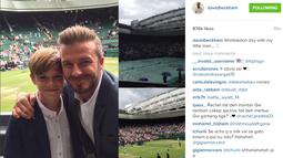 David Beckham saa menonton tenis Wimbledon bersama Romeo (Foto/Instagram)