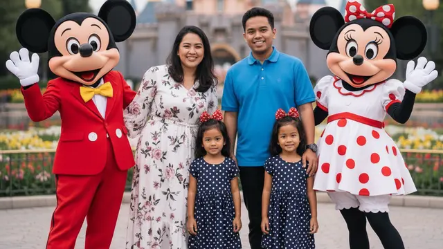 Prompt AI Foto Keluarga Liburan di Disneyland