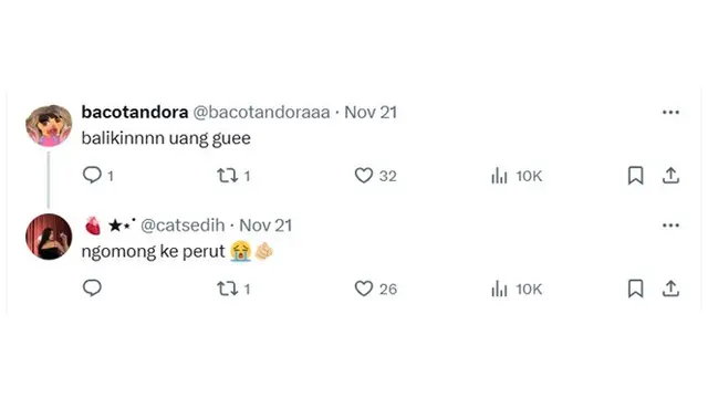 6 Cuitan Netizen Rindu Uang yang Sudah Dikeluarkan Ini Bikin Tepuk Jidat