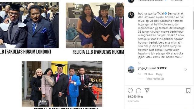 Unggahan Hotman Paris di Instagram. (Foto: Dok. Instagram @hotmanparisofficial)