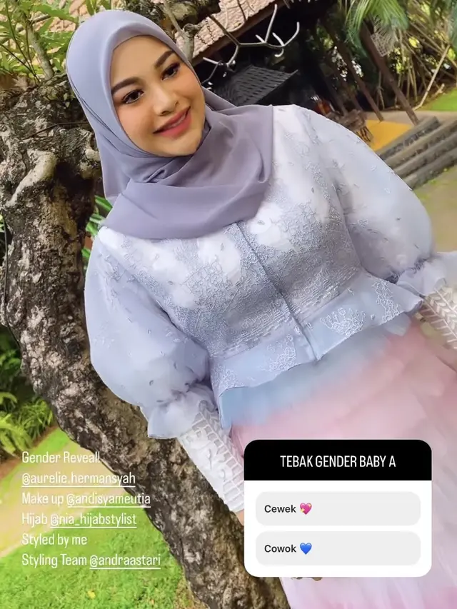 Penampilan Ameena anak Aurel Hermansyah saat gender reveal, credit: @erichalamin