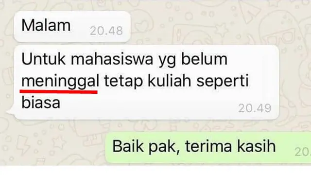 6 Chat Dosen Galak Ini Bikin Tepuk Jidat