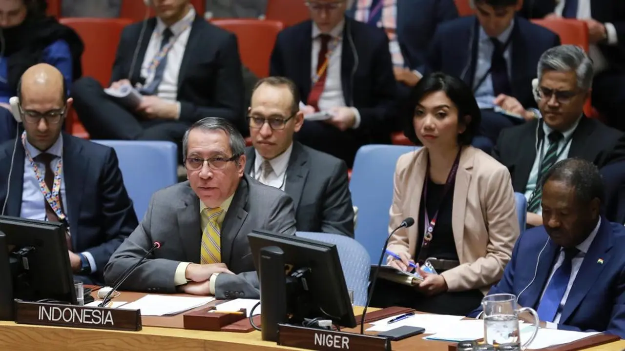 Wakil Tetap RI untuk PBB di New York, Duta Besar Dian Triansyah Djani menghadiri pertemuan Dewan Keamanan PBB yang membahas Suriah, di New York, Amerika Serikat (19/02/2020). (Foto: PTRI New York)