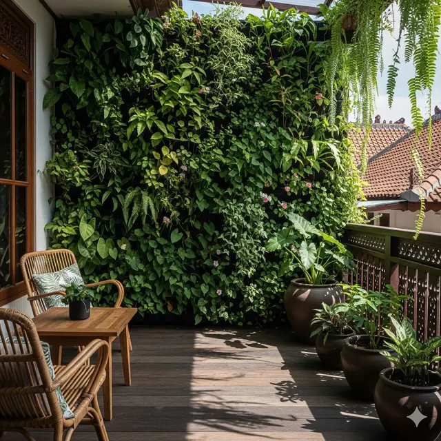 Teras dengan Vertical Garden: Solusi Lahan Sempit