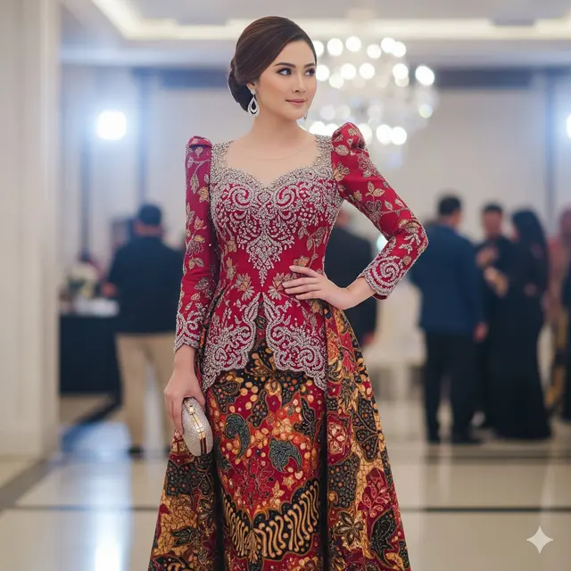 Long Dress Brokat Bold dengan Payet