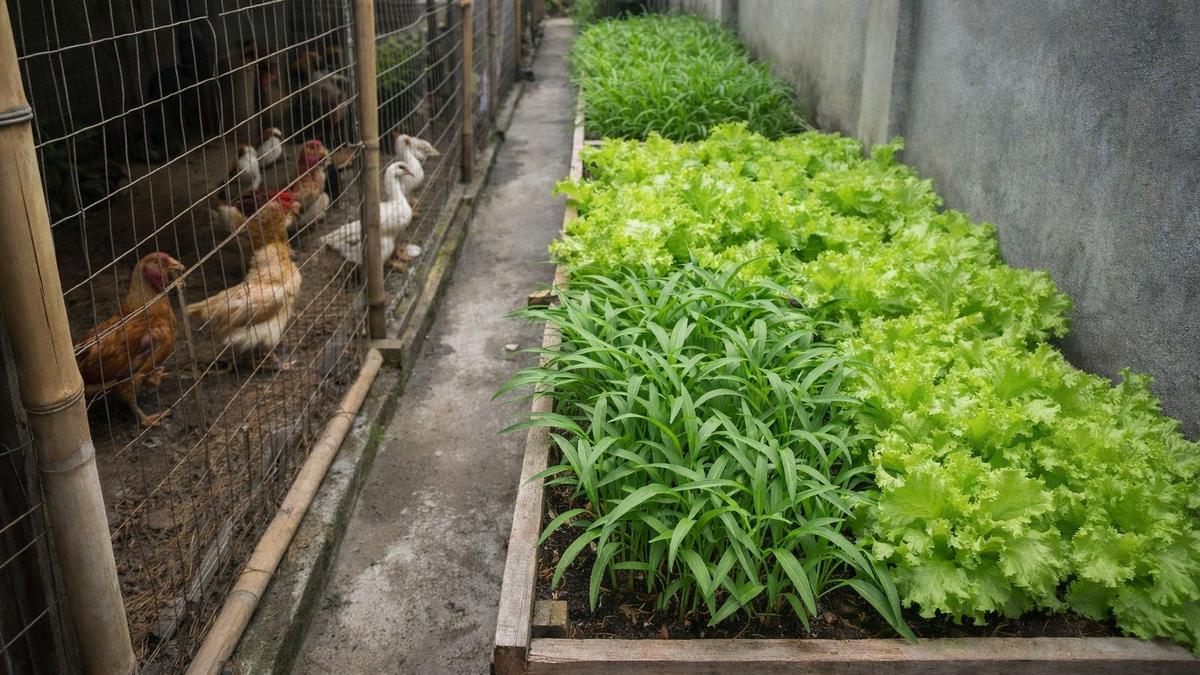 Cara Maksimalkan Gang 1 Meter untuk Ternak dan Tanam Sayur