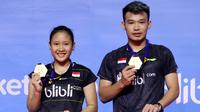 Ganda campuran Indonesia, Rinov Rivaldy/Pitha Haningtyas Mentari, menjuarai Bangka Belitung Indonesia Masters 2018, Minggu (23/9/2018). (PBSI)