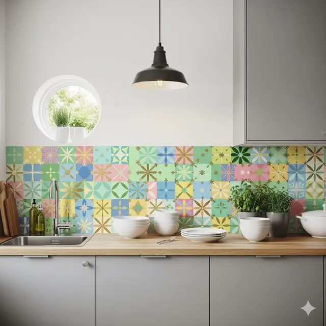 Dapur dengan Backsplash Kreatif