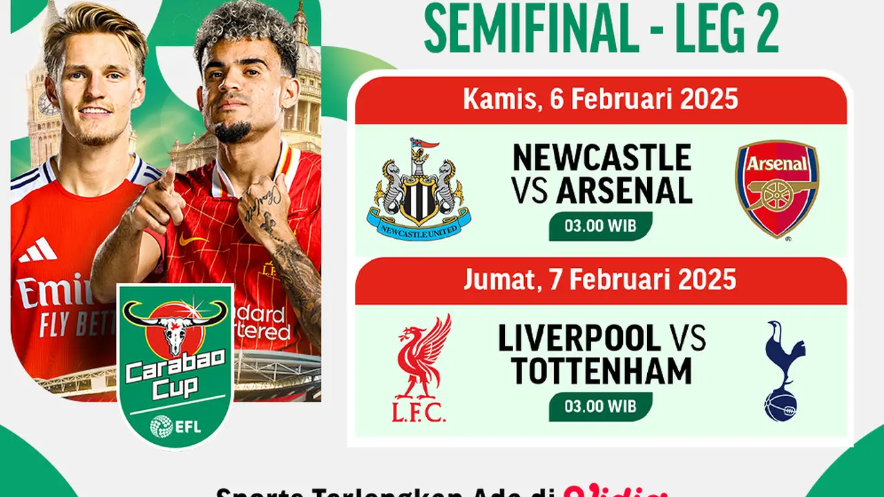 Jadwal Carabao Cup 2024/25: Semifinal Leg Kedua di Vidio