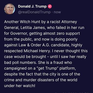 Respon Donald Trump melalui media sosialnya Tuth Social (Foto; Screenshot @realDonaldTrump)